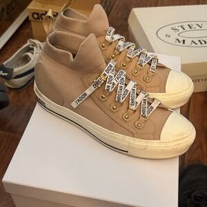 Dior Beige High-Top Athletic Sneakers with Branded Laces